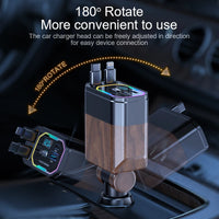 120W 4-in-1 Retractable Car Charger with USB-C & Cigarette Lighter Adapter – Vega