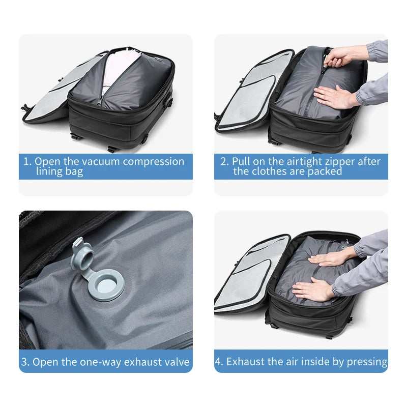 Expandable Waterproof Laptop & Vacuum Compression Travel Backpack