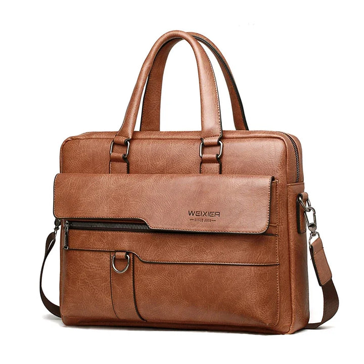 PU Leather Business Laptop Briefcase with Shoulder Strap