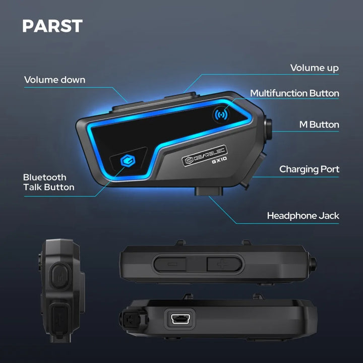Bluetooth Motorcycle Intercom 10 Riders & IP67 Waterproof – RideSync