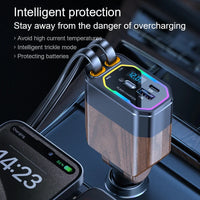 120W 4-in-1 Retractable Car Charger with USB-C & Cigarette Lighter Adapter – Vega