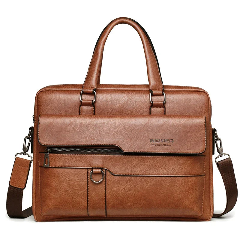 PU Leather Business Laptop Briefcase with Shoulder Strap