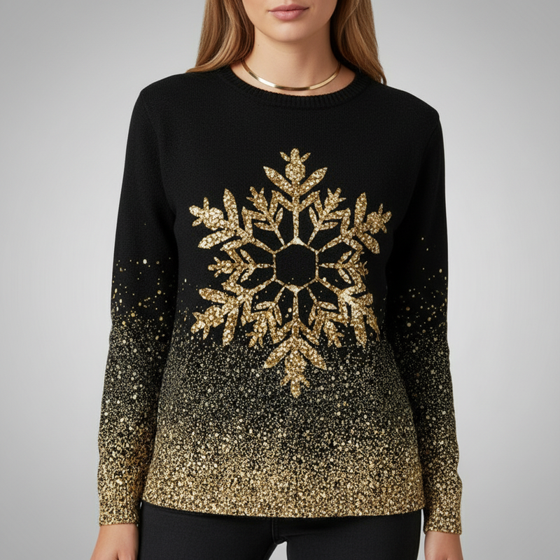 Schwarzer Pullover Mit Motiv - Rebecca