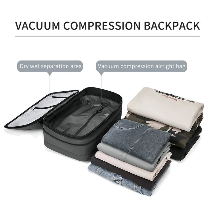 Expandable Waterproof Laptop & Vacuum Compression Travel Backpack