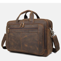 Large Genuine Crazy Horse Leather Laptop Briefcase 17 Inch