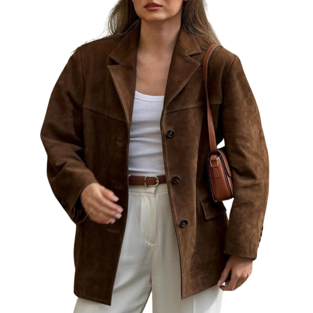 Oversized suede jacket with lapel – Alina autumn edition