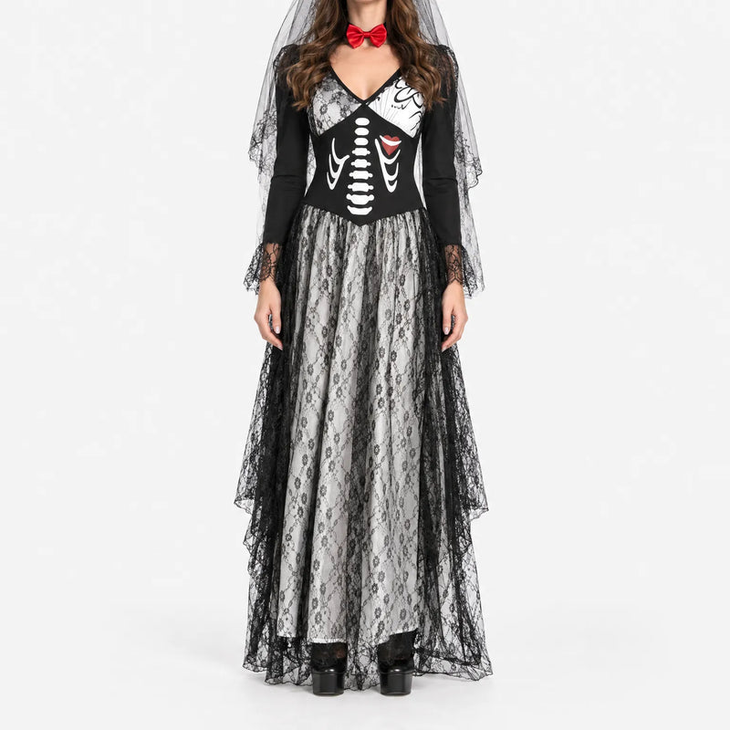 Skeleton Print Halloween Costume - Venosia