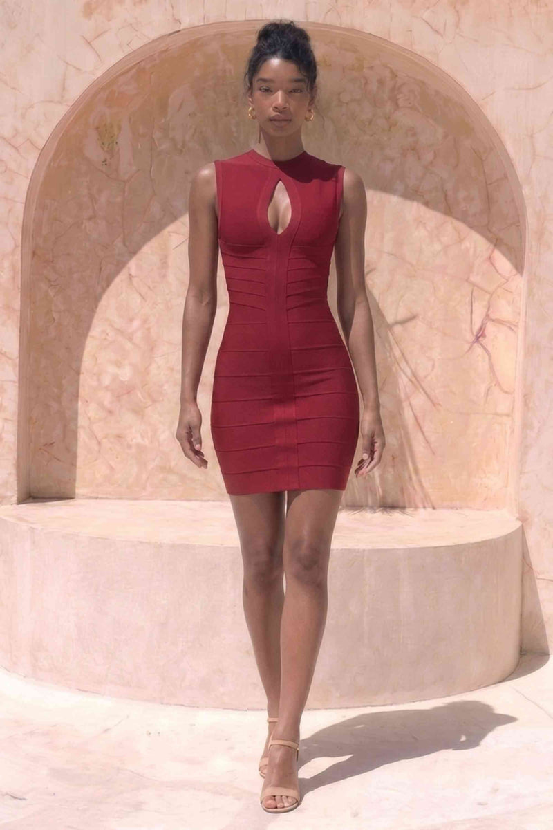 Sleeveless Red Bandage Dress - Sandra