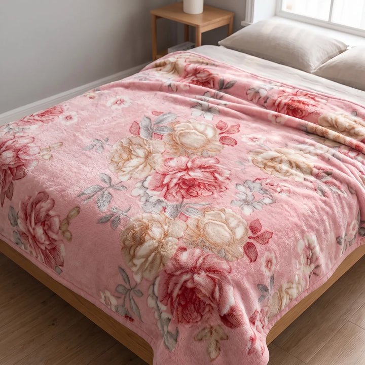 Soft Textured Floral Patterned Throw Blanket - Florisense
