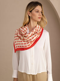 Square Cherry Print Scarf - Cherella