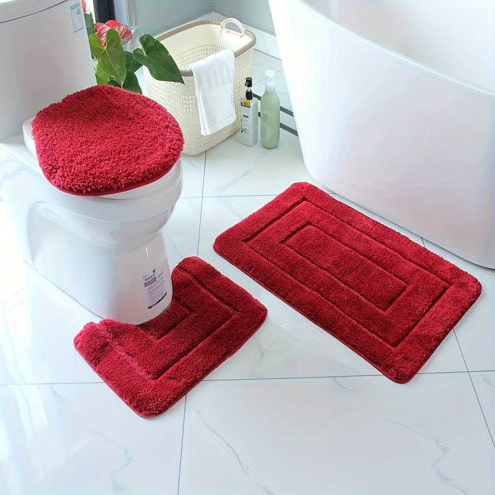 Three-Piece Textured Bath Mat Set - SnugTread