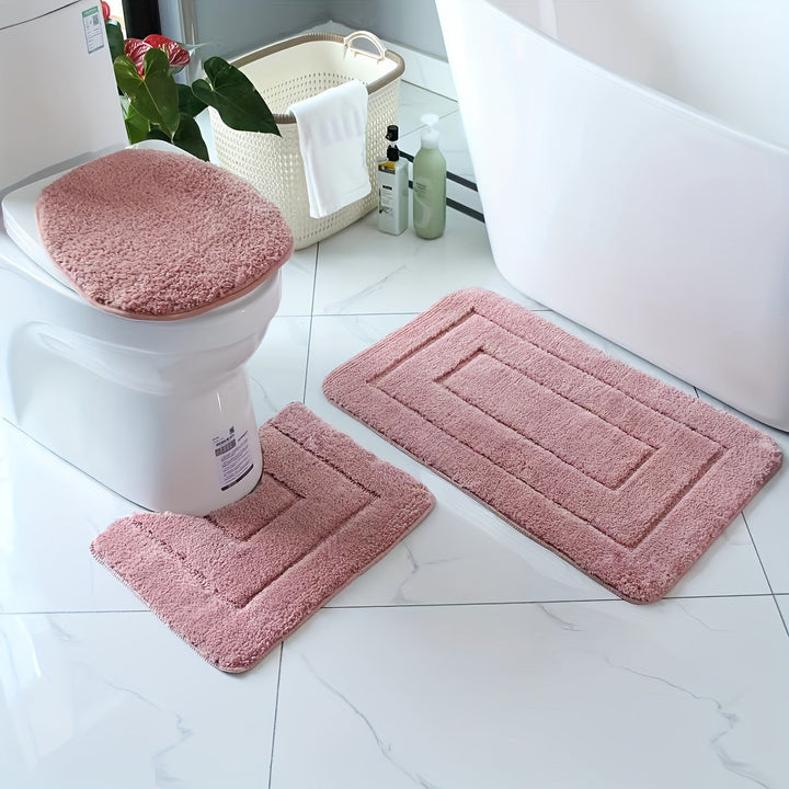 Three-Piece Textured Bath Mat Set - SnugTread