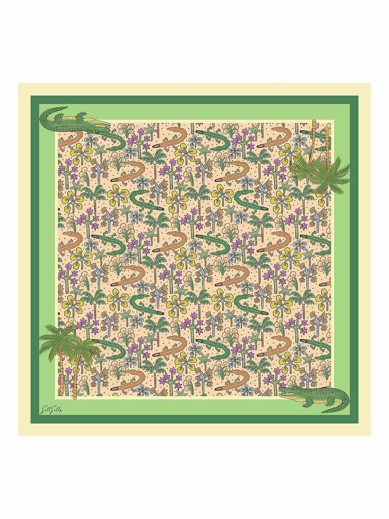 Tropical Crocodile Pattern Square Scarf - Crocala