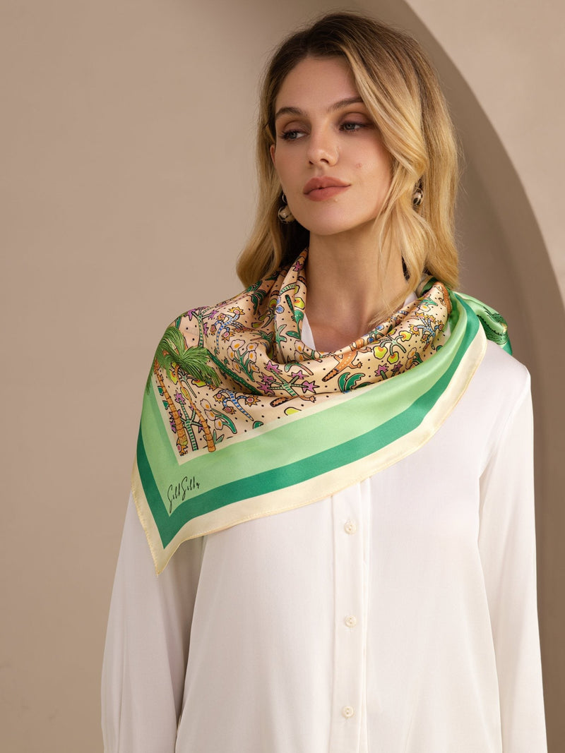 Tropical Crocodile Pattern Square Scarf - Crocala