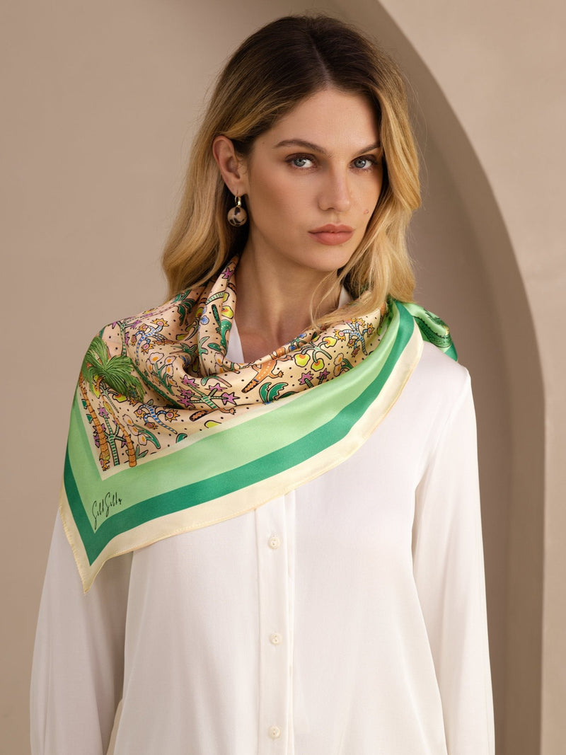 Tropical Crocodile Pattern Square Scarf - Crocala