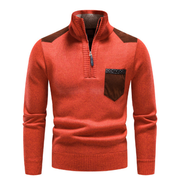 Men's pullover with edge zipper neck and long sleeves – Cedric