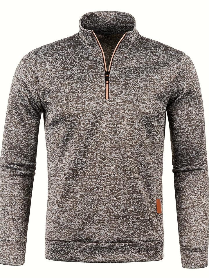 Men's pullover with neck zip for autumn & winter - Matteo
