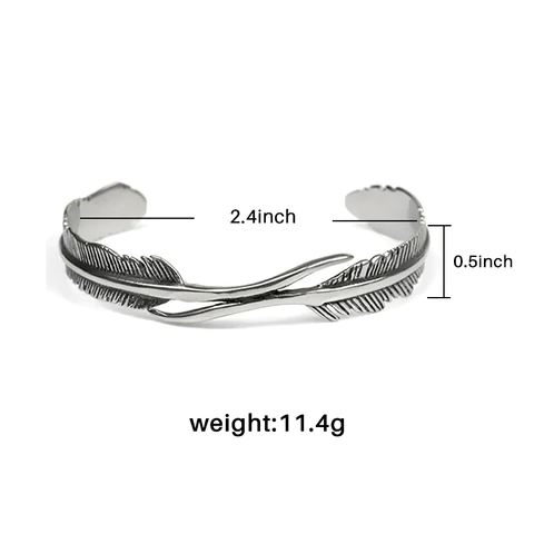 Adjustable Bracelet with Silver Feathers-State of Style