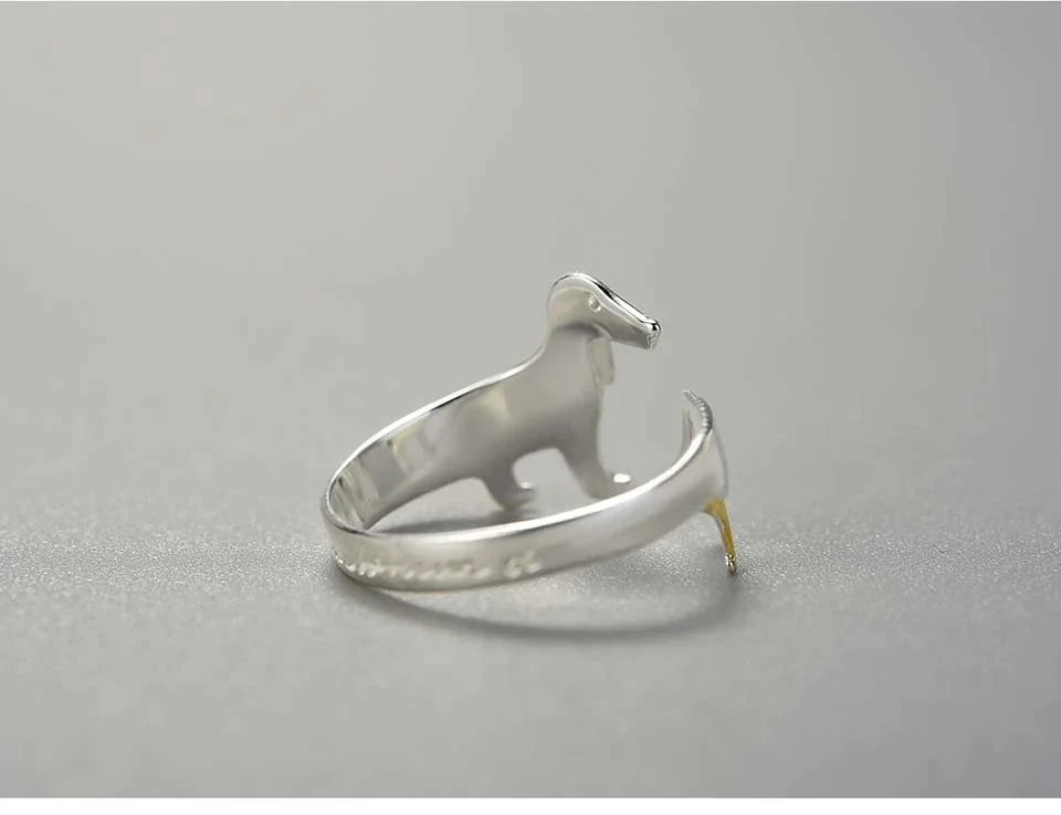 Adjustable Silver Dachshund Ring | Cute Dog Design-State of Style