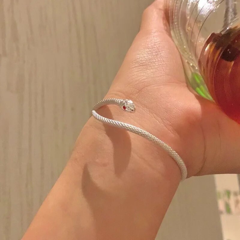Adjustable Silver Snake Bracelet-State of Style