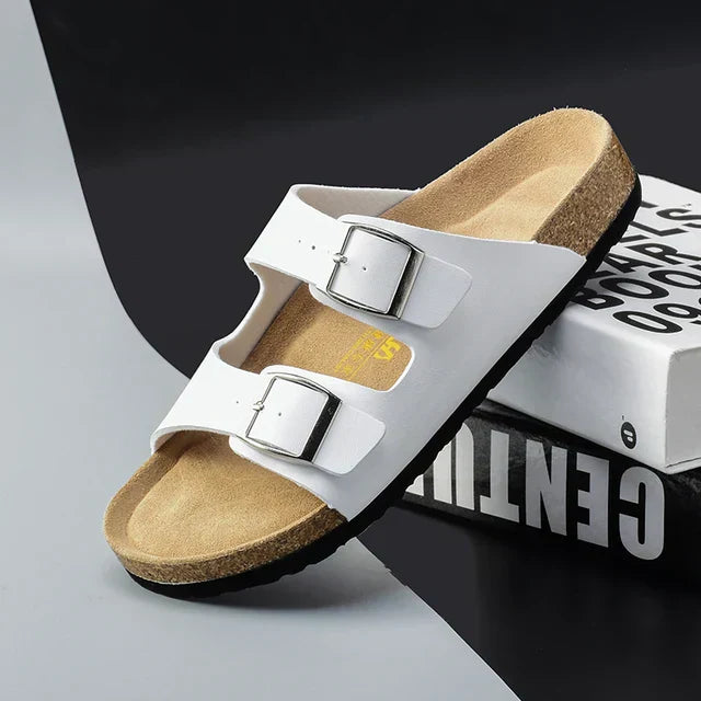 Airy & Comfortable Men's Leather Sandals with Adjustable Straps – Matteo-White-3.5-State of Style