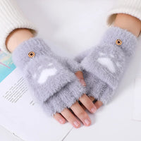 Ally Flip Mink Mittens | Cute and Comfortable-Light Grey-State of Style