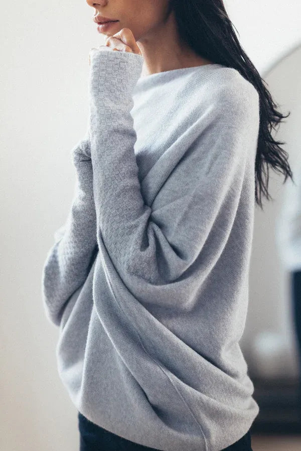 Asymmetric Oversized Women's Sweater - Sophia-Grey-State of Style