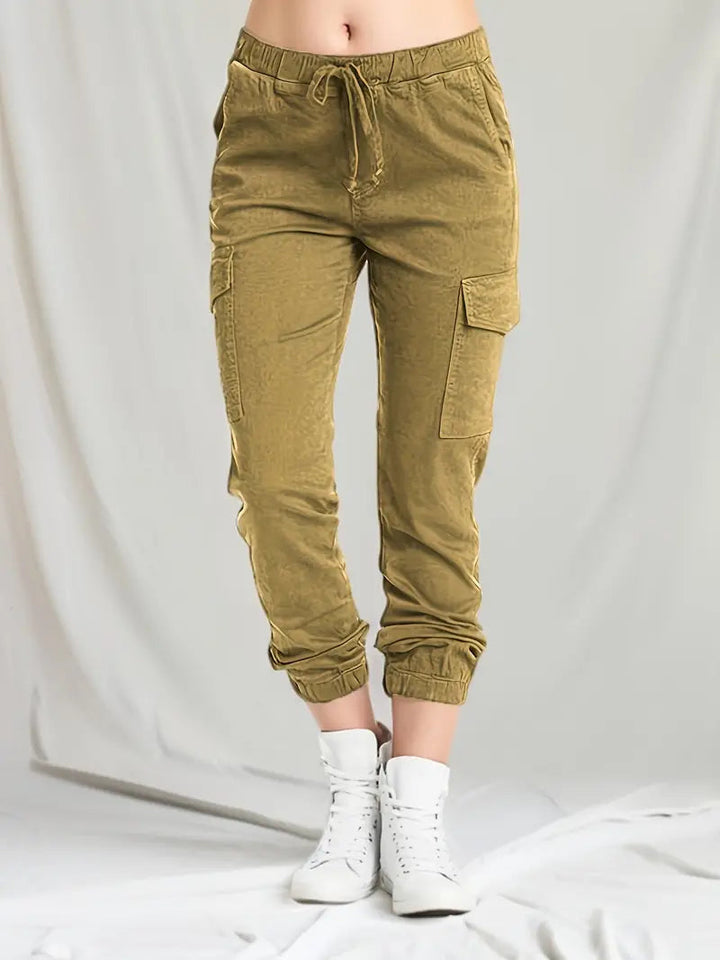 Aveline | Spring Cargo Pants with Drawstring-Khaki-M-State of Style