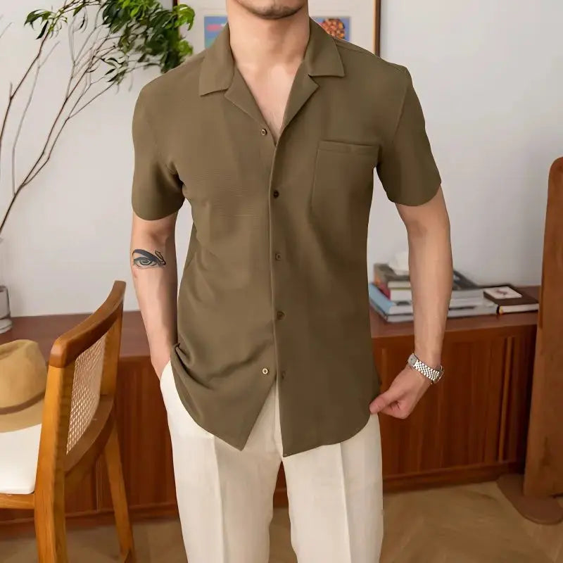 Basic Men's Shirt – Nolan-Khaki-S-State of Style