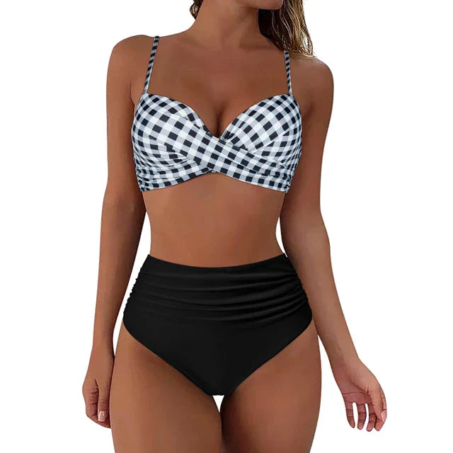 Bikini Set - Mila-Checked/Black-S-State of Style