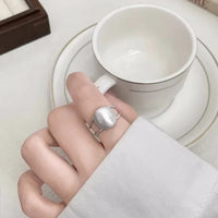 Brushed Silver Half Dome Ring – Lucienne-State of Style