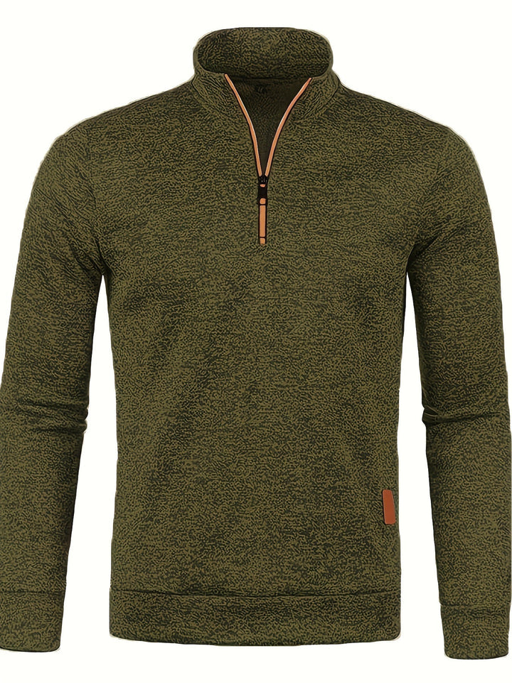 Men's pullover with neck zip for autumn & winter - Matteo