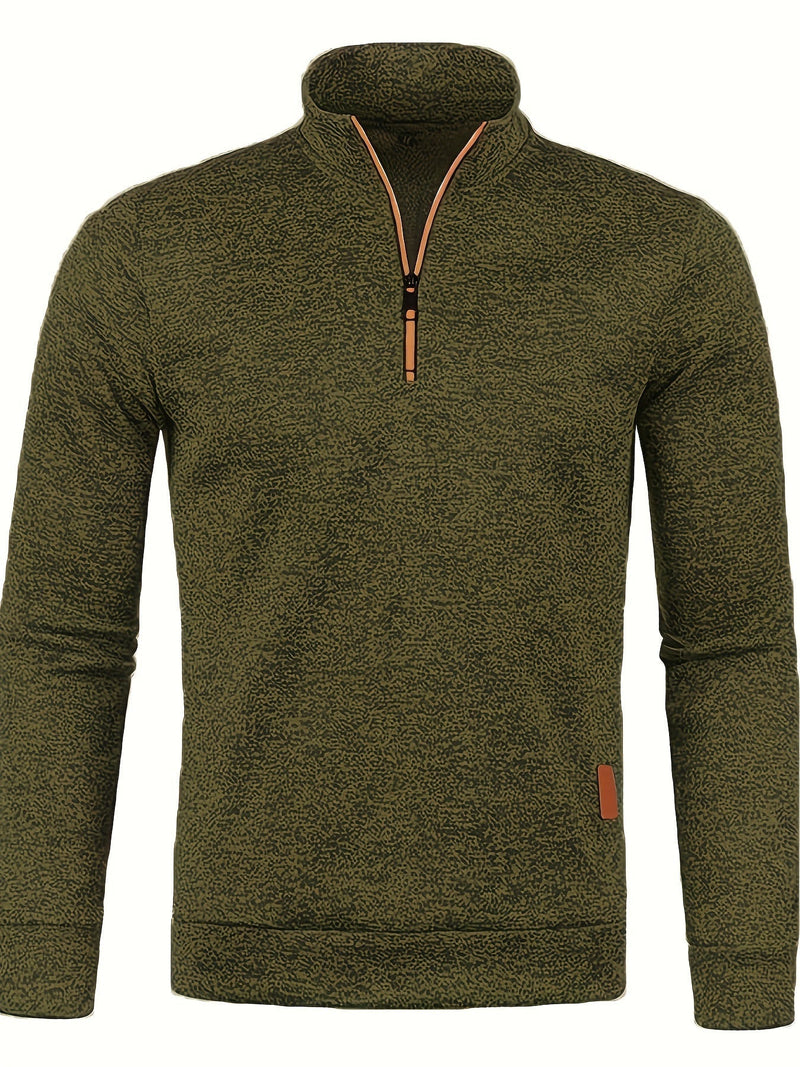 Men's pullover with neck zip for autumn & winter - Matteo