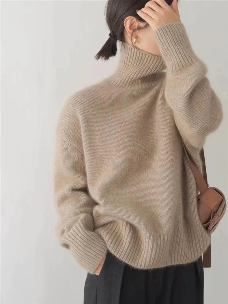 Cashmere Ladies' Turtleneck - Elise-Beige-S-State of Style