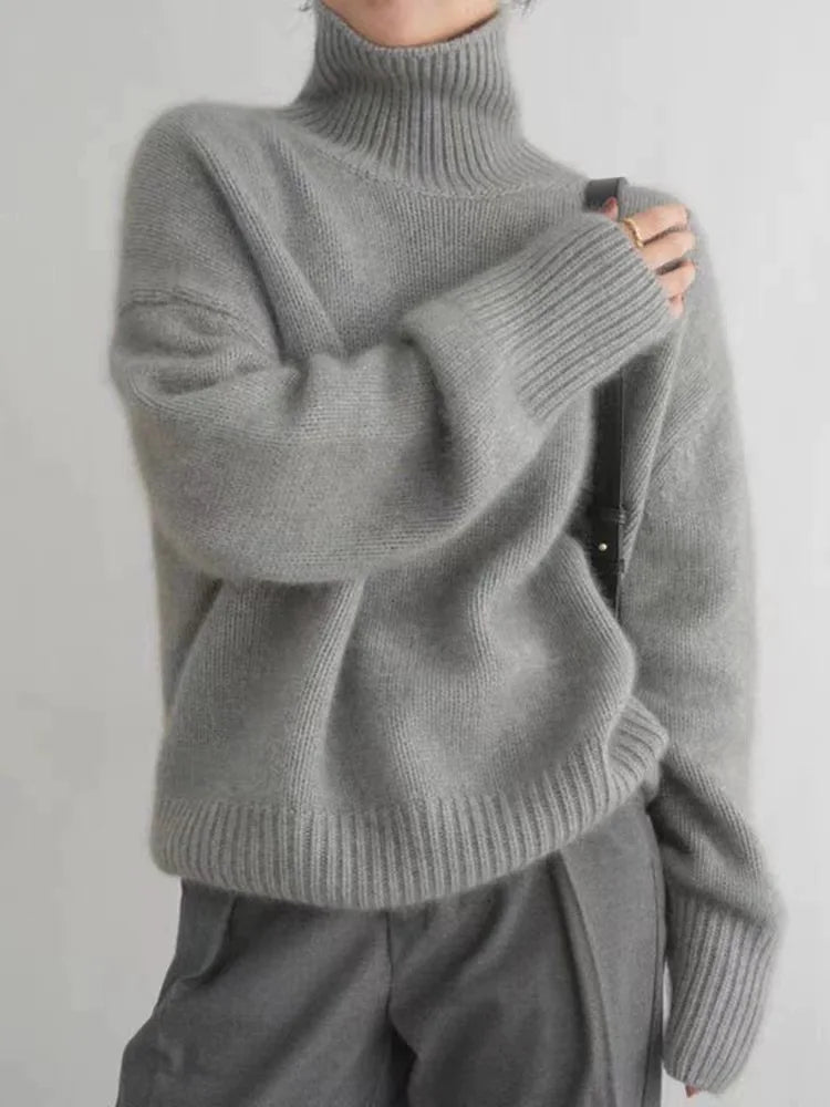 Cashmere Ladies' Turtleneck - Seraphina-Grey-S-State of Style