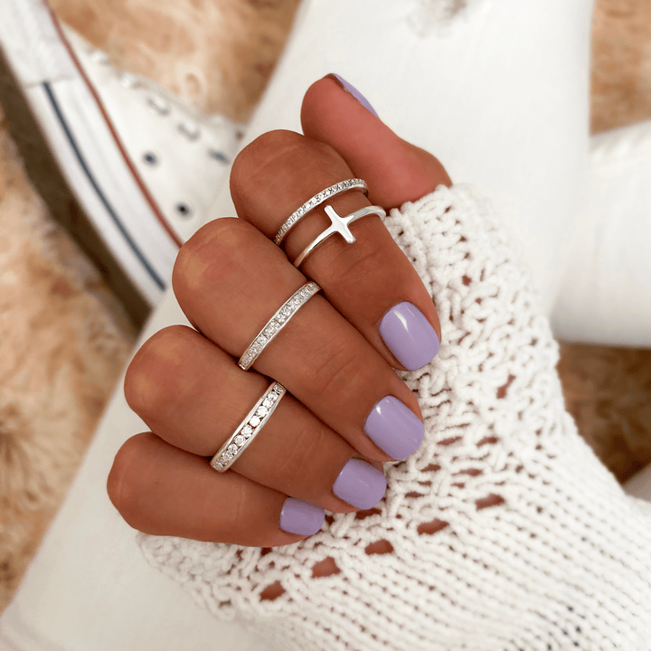 Celeste Ring – Stylish Double Cross Design-Silver-5-State of Style