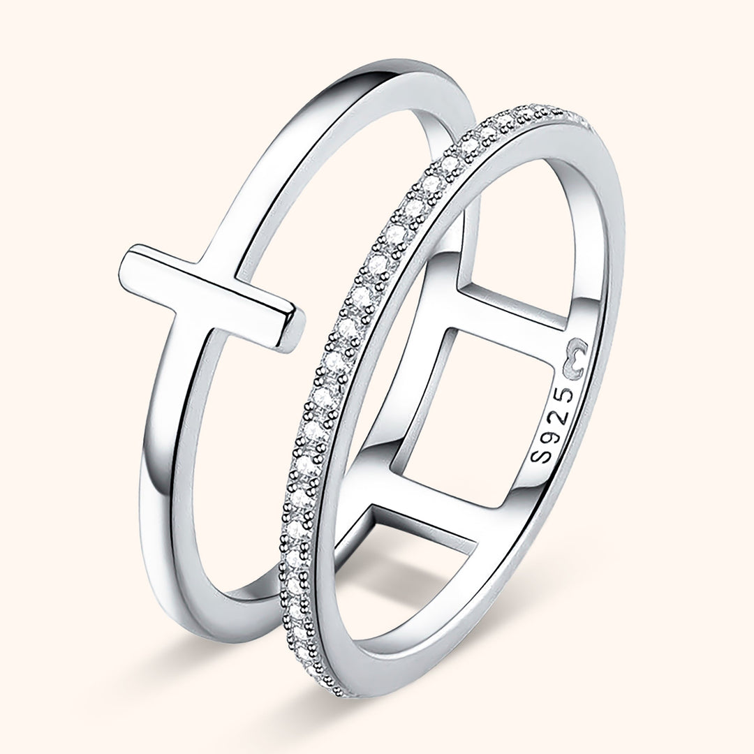 Celeste Ring – Stylish Double Cross Design-Silver-5-State of Style