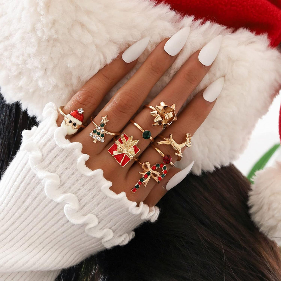 Christmas Ring Set | 8 Pieces-State of Style