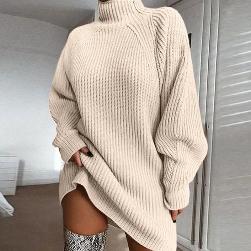 Comfortable Turtleneck Dress - Celeste-Beige-S-State of Style