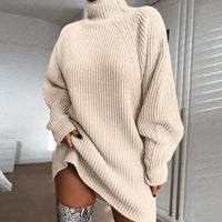Comfortable Turtleneck Dress - Celeste-Beige-S-State of Style
