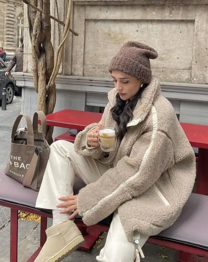 Comfy Teddy Coat - Mila-Light Brown-S-State of Style