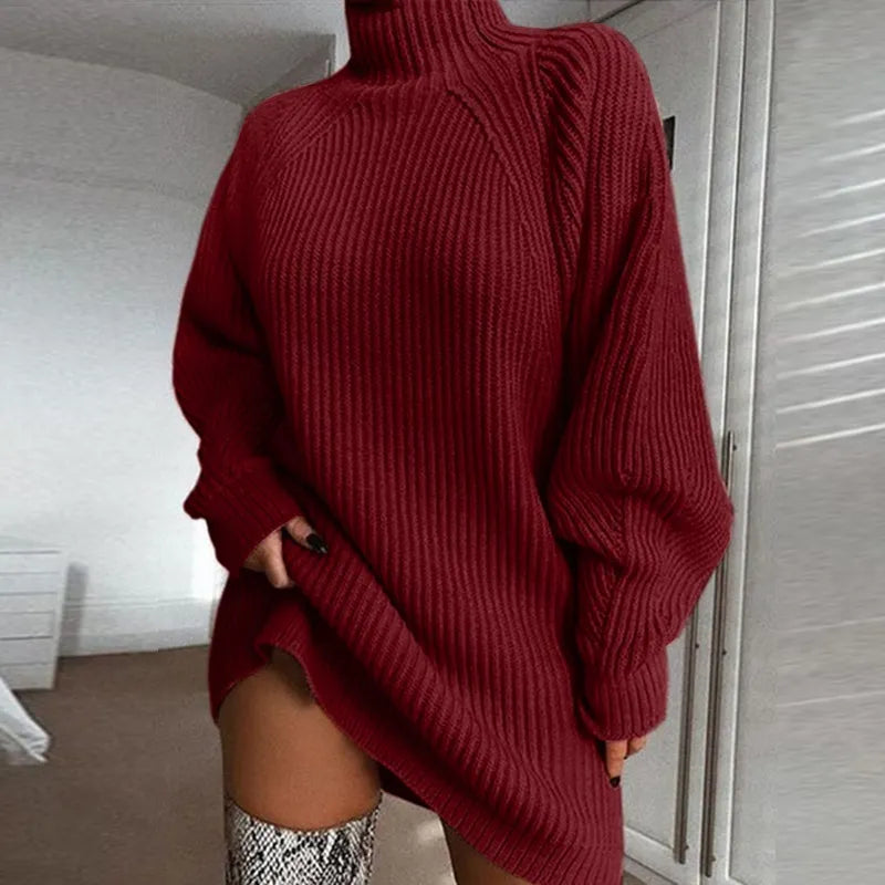 Cosy Turtleneck Dress - Celeste-Beige-S-State of Style