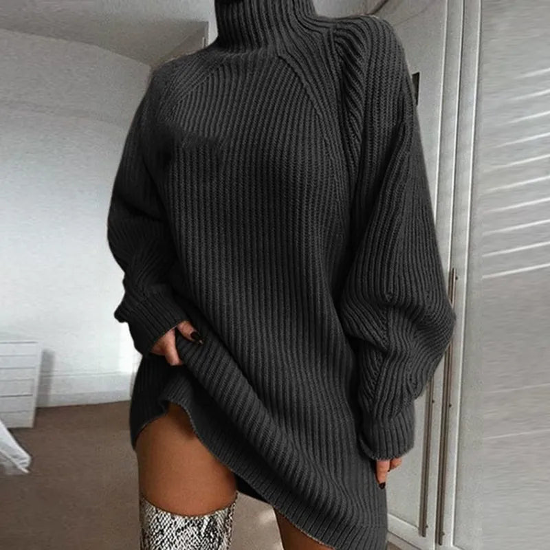 Cosy Turtleneck Dress - Celeste-Beige-S-State of Style