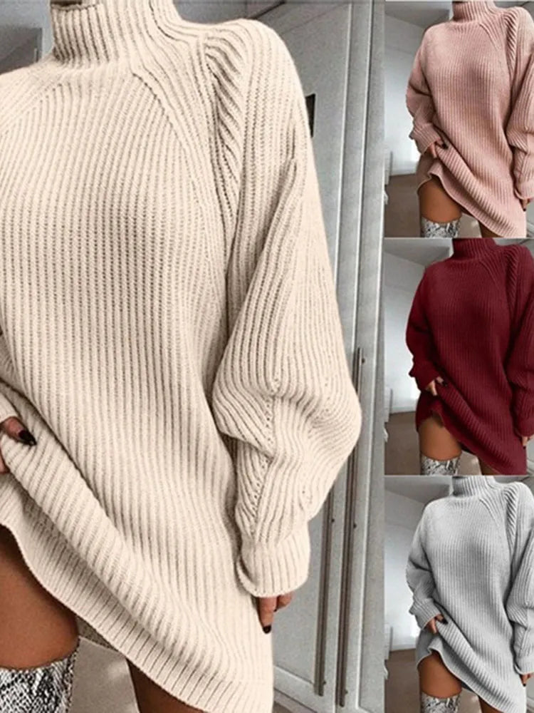 Cosy Turtleneck Dress - Celeste-Beige-S-State of Style
