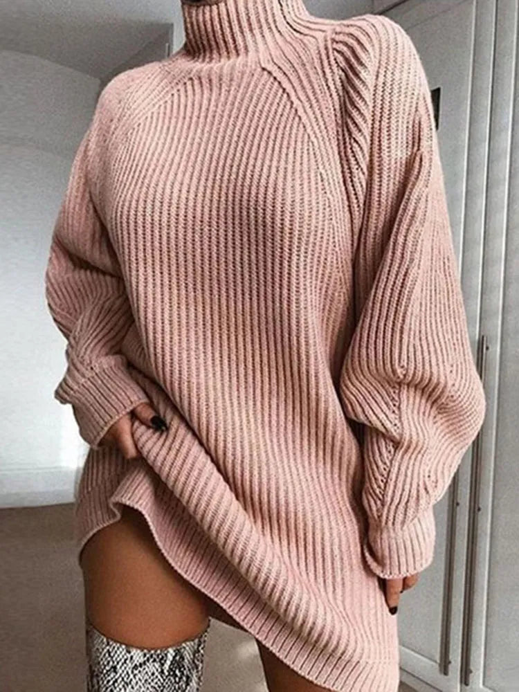 Cosy Turtleneck Dress - Celeste-Pink-S-State of Style