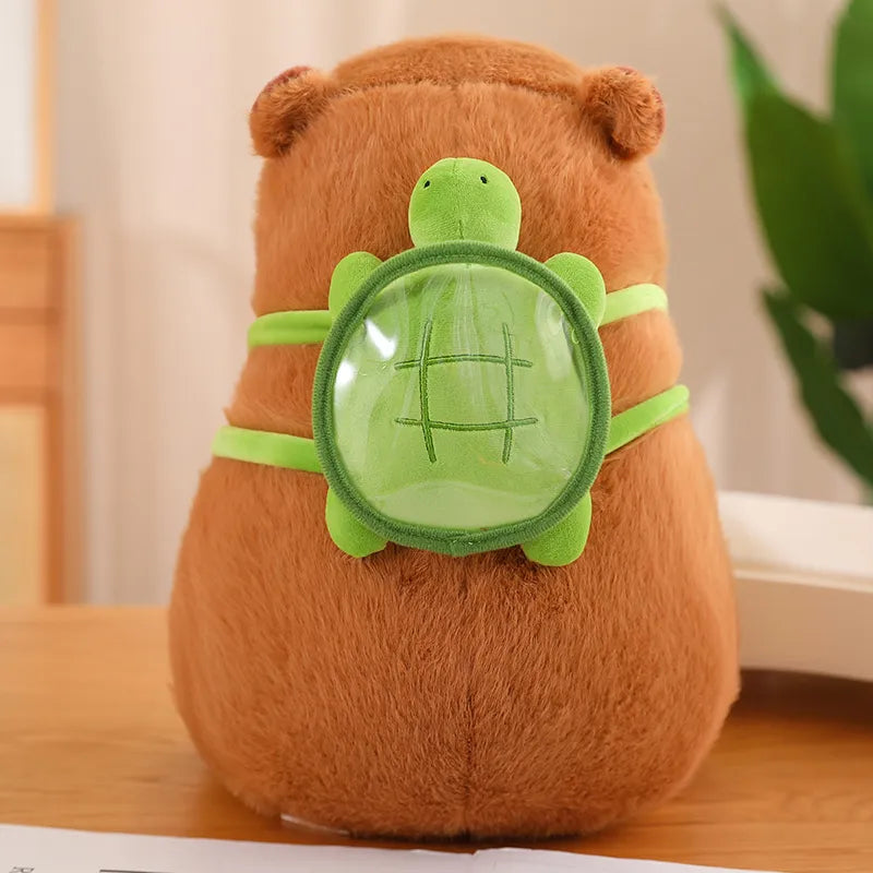Cuddly Capybara with Turtle Backpack - TurtleBuddy-Brown-23cm (0.2kg)-State of Style
