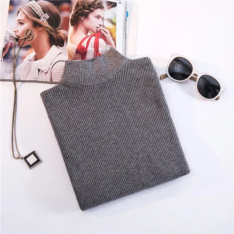 CutSweater | Women's Cosy Knit Pullover-Grey-State of Style
