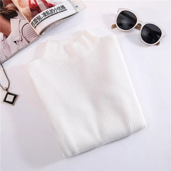 CutSweater | Women's Cosy Knit Pullover-White-State of Style