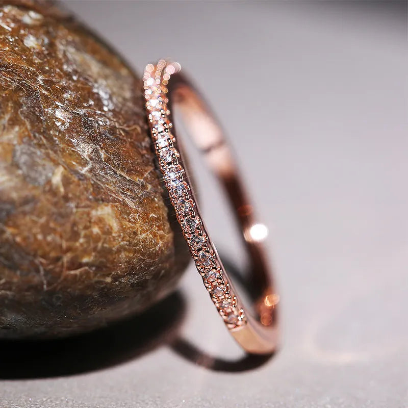Dainty Half Eternity Ring | Crystal Band-GOLD-5-State of Style