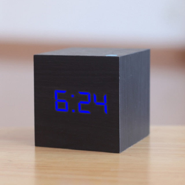 Digital LED Alarm Clock – CubeGlow-Black Blue-State of Style
